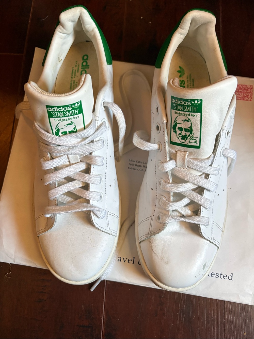 adidas Stan Smith men White Leather Sneakers with Green Heel